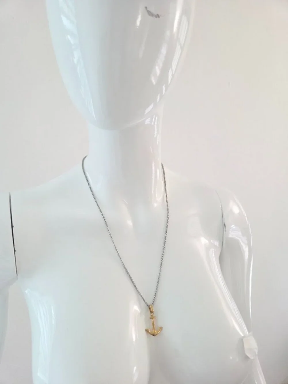 Anchor Pendant Box Chain Necklace Stainless Steel Gold Silver Nautical Unisex Je